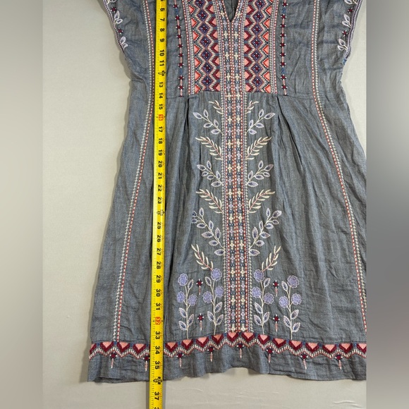Johnny Was Women's X-Small Floral Embroidered Dress Boho Short Sleeve, V-Neck - Picture 8 of 12